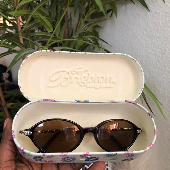 Brighton Summertime Sunglasses Brown Oval Handmade Silver Floral